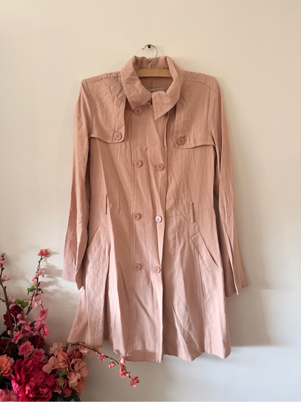 Guess Women's Double-Breasted Lightweight Trench Coat - Blush Pink